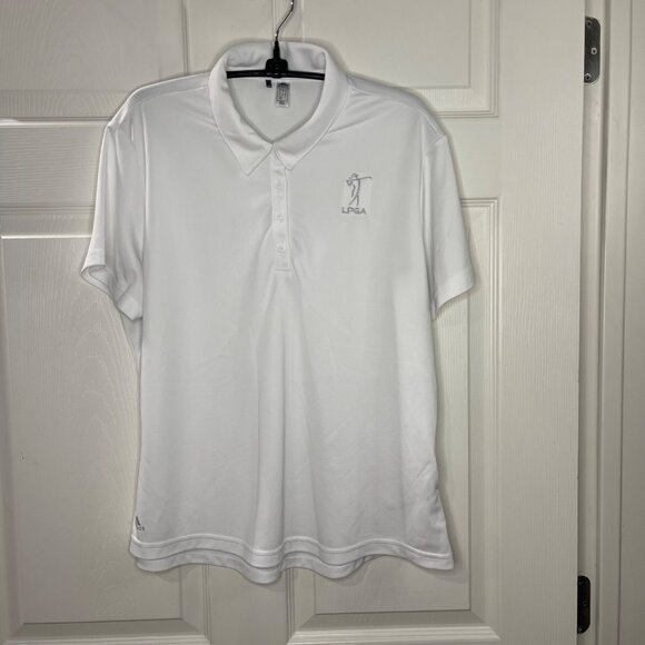 Adidas LPGA White Polo Shirt Women's Size XL Moisture-Wicking Short Sleeves - Picture 11 of 12